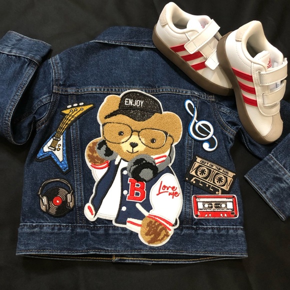 Amazing Boys “I ❤️ Music” Denim Jacket designed by STORY PATCH’D! PERSONALIZE! - Picture 4 of 9